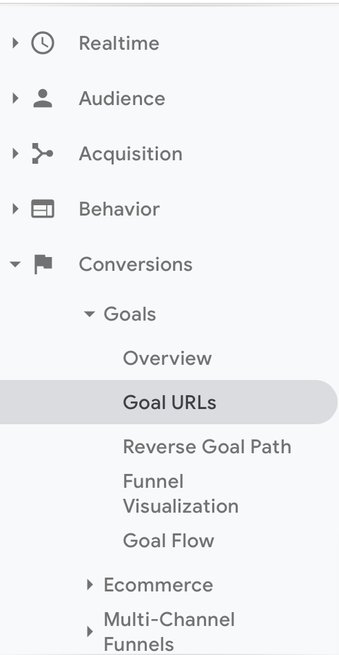 google analytics goals reporting screenshot