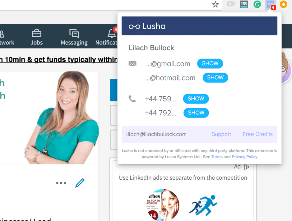 The easiest way to get a prospects’ contact information with Lusha
