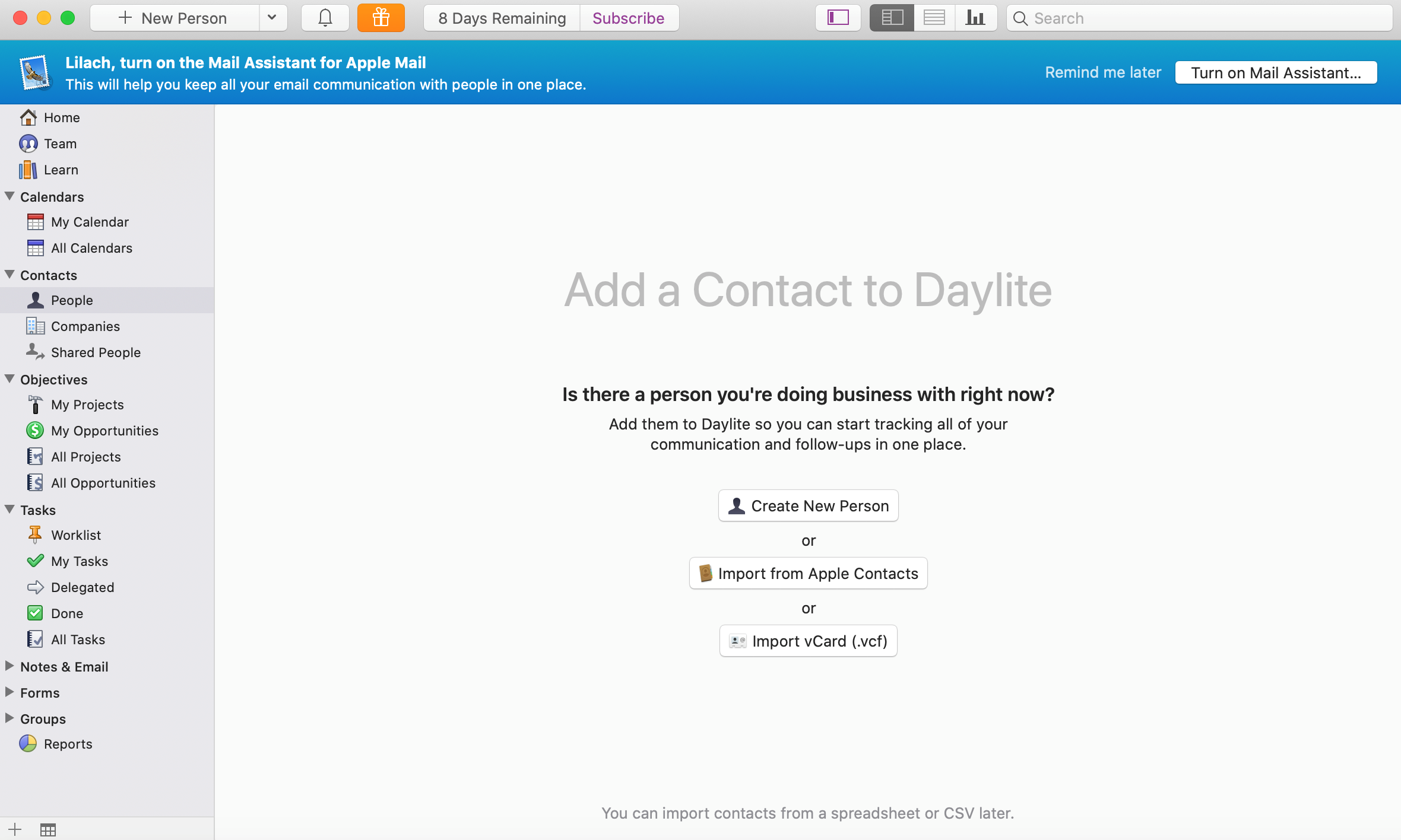 add a contact daylite