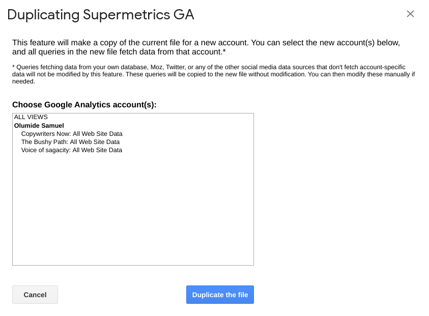 supermetrics duplicating