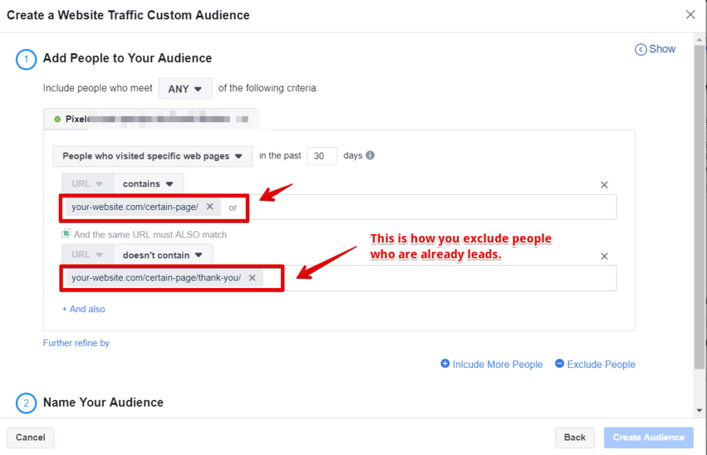 How to retarget visitors and exclude people who converted