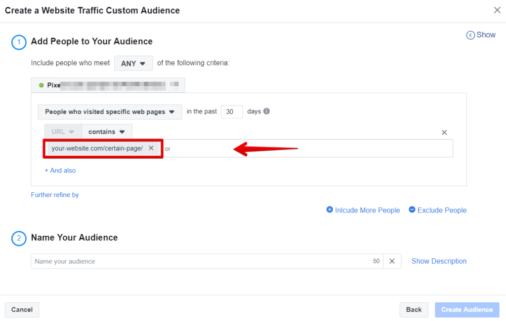 How to retarget visitors who visited only a specific page