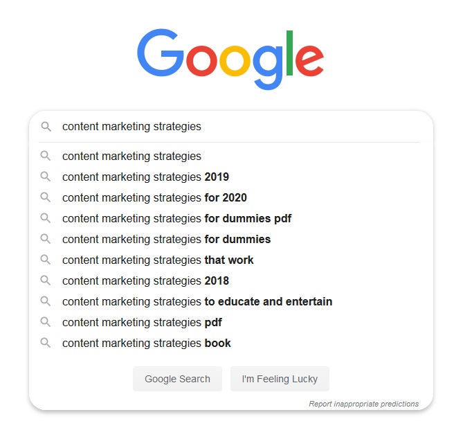 content marketing google search
