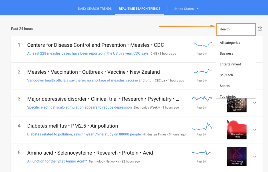 real time seacrh trends google trends screenshot