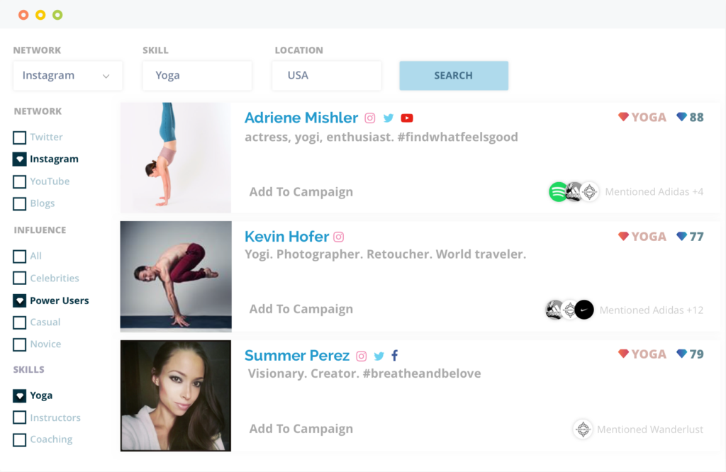 klear influencer marketing screenshot