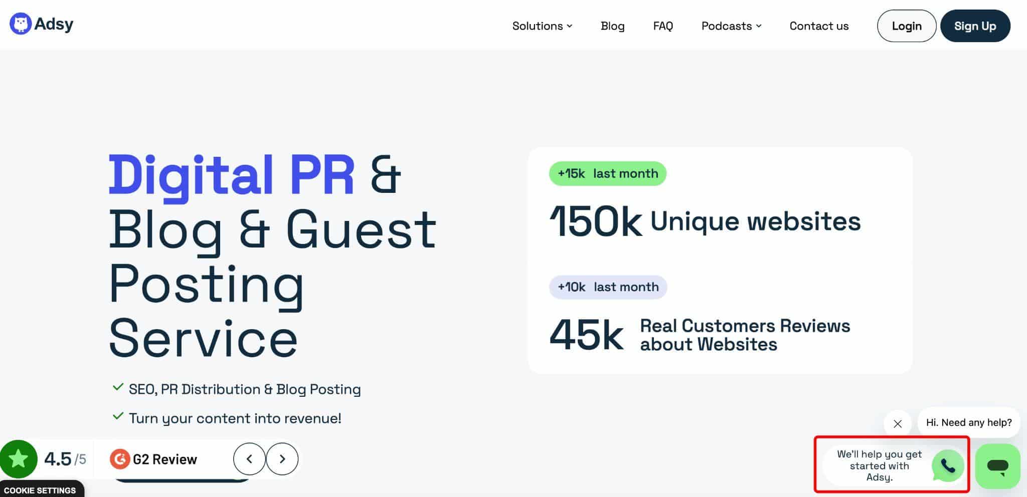 Adsy free demo call button