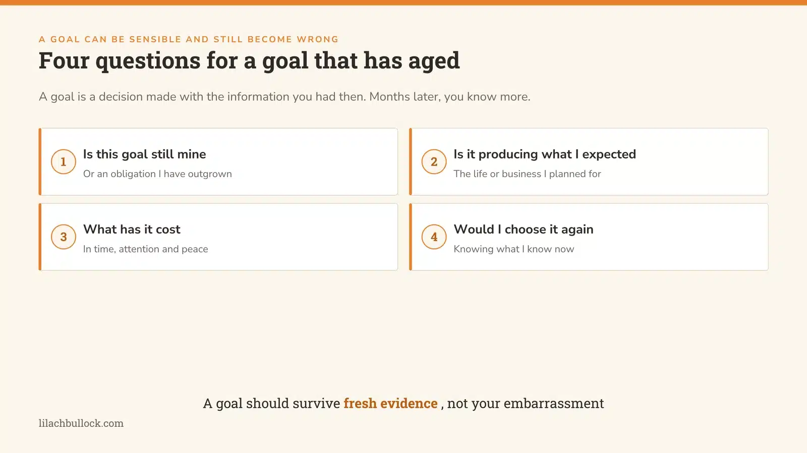 Reviewing a business goal against new evidence