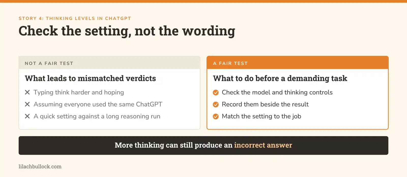 Checking ChatGPT model and thinking settings before a demanding task