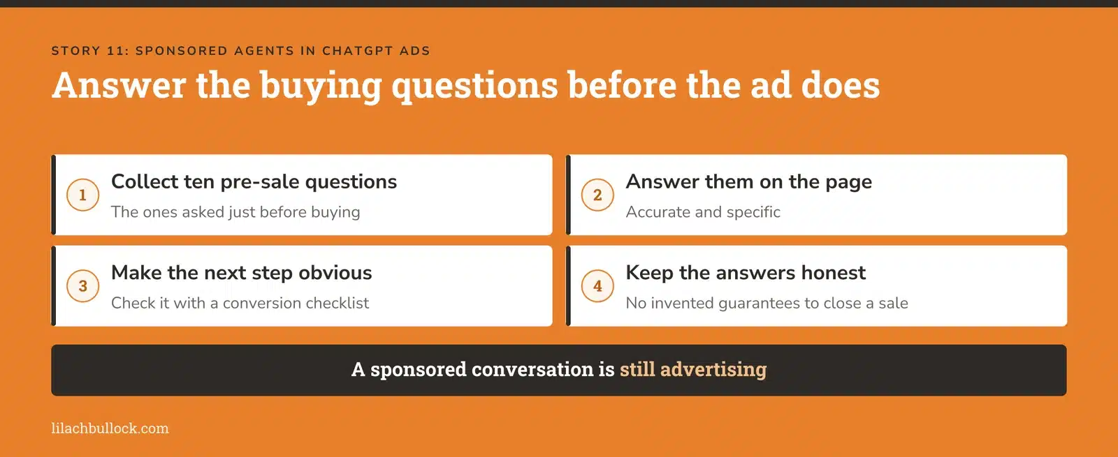 Turning the questions prospects ask before buying into answers on a product page