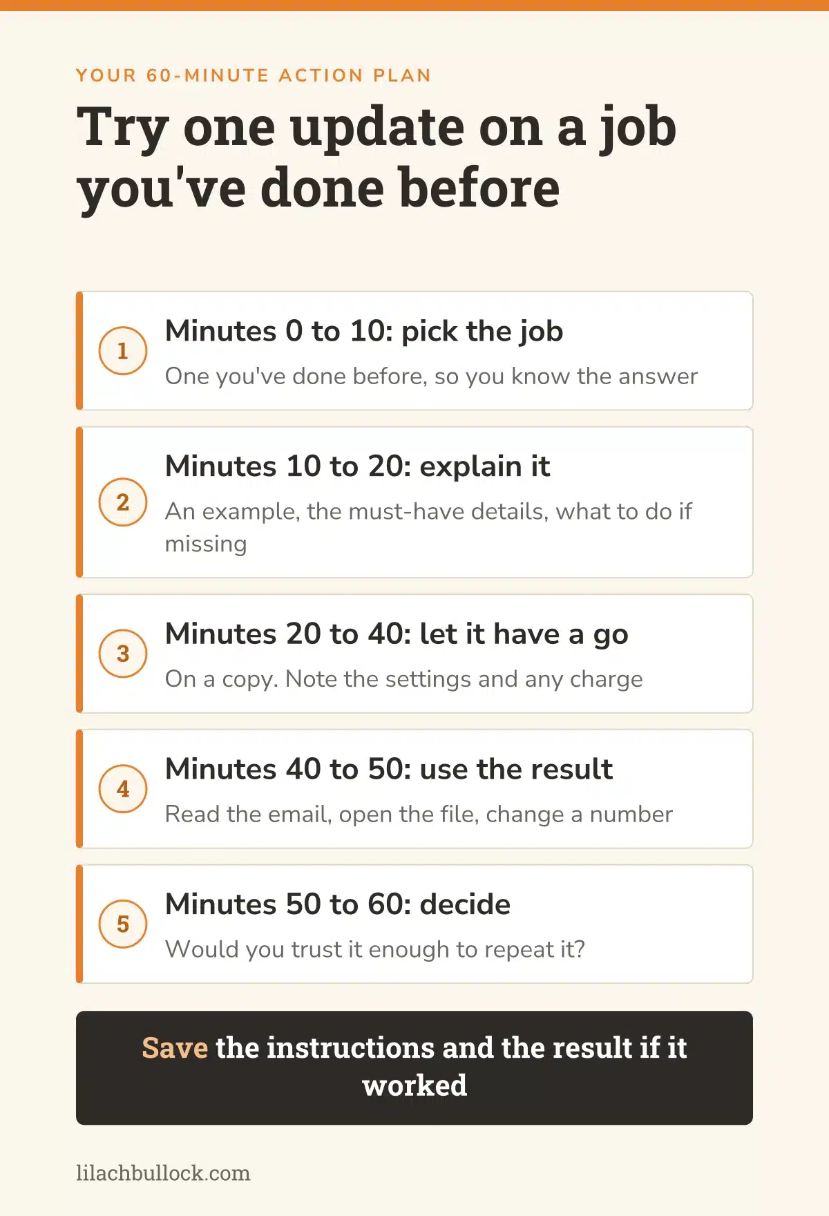 A 60-minute plan for trying one AI update on a job you already do
