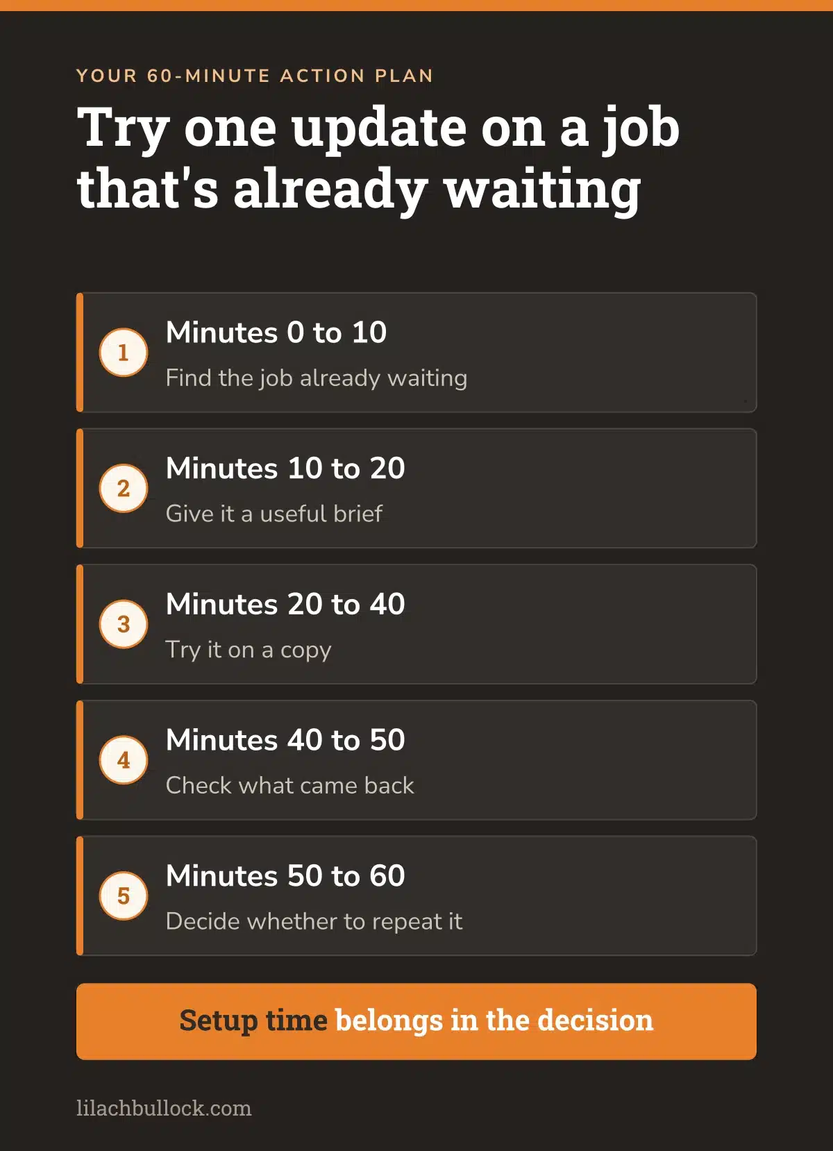 A 60-minute plan for trying one AI update on a job you've done before