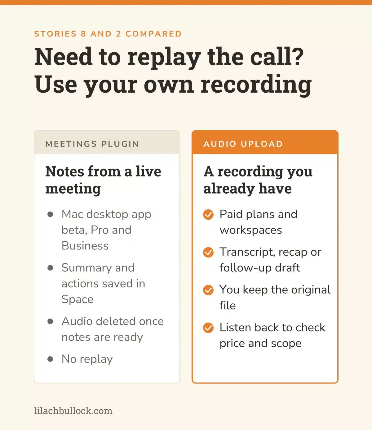 ChatGPT Meetings plugin deletes captured audio, while an audio upload keeps your own recording